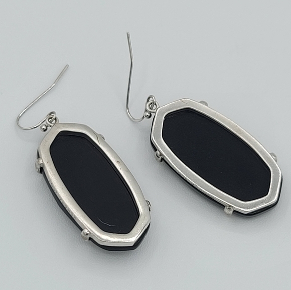Kendra Scott Esme Earrings Black Silver Tone #860 - Picture 3 of 9